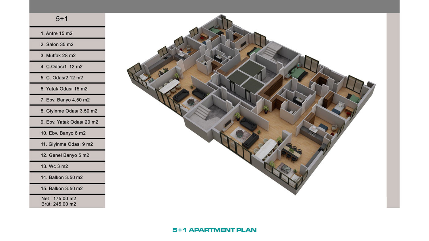 Stylish 5+1 Apartments Close to the Sea and Amenities in Mersin - 96073