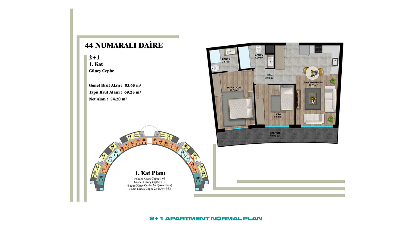 Luxurious Apartments with Indoor and Outdoor Pool in Antalya - 96611