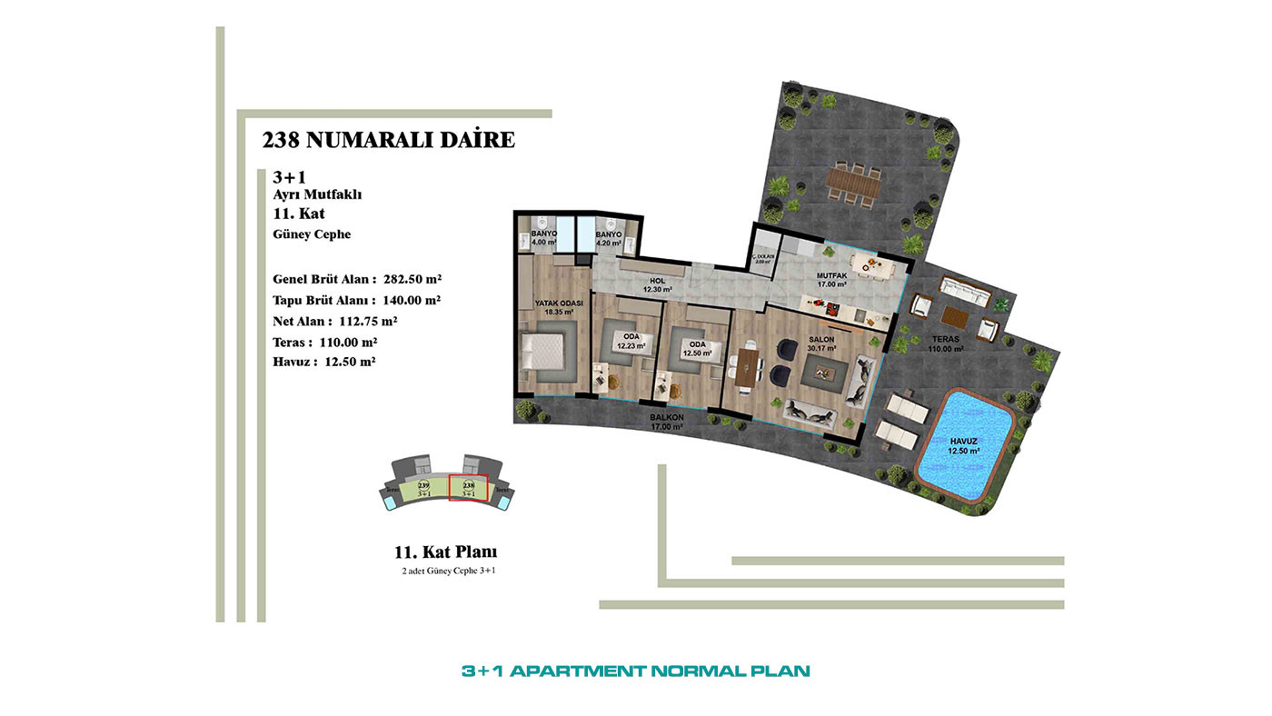 Luxurious Apartments with Indoor and Outdoor Pool in Antalya - 96612