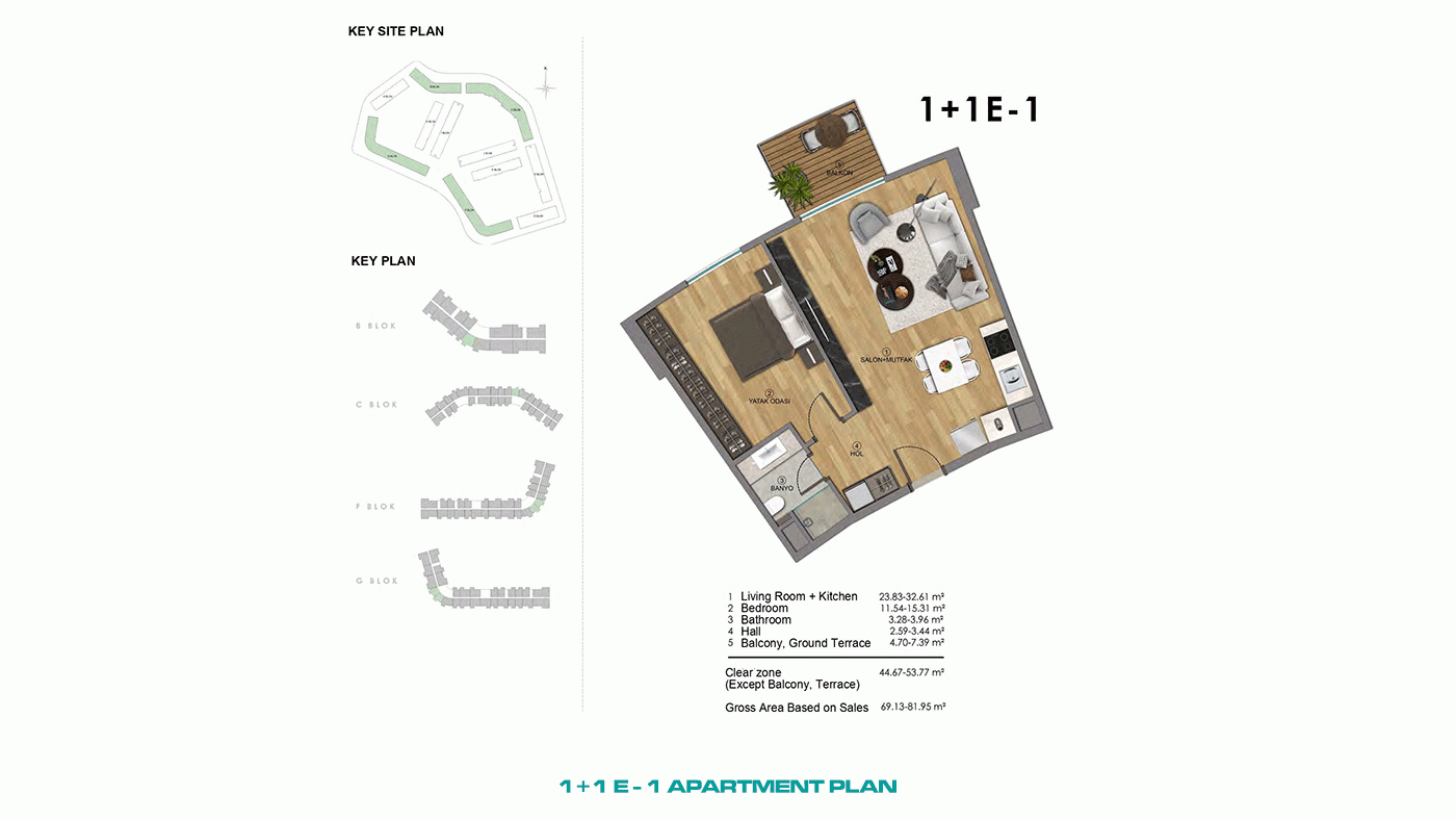 Ferielejligheder i Altıntaş, Antalya – i et stort, moderne kompleks - 97033