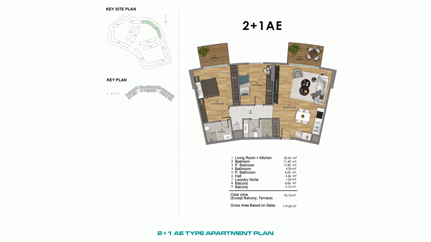 Ferielejligheder i Altıntaş, Antalya – i et stort, moderne kompleks - 97040