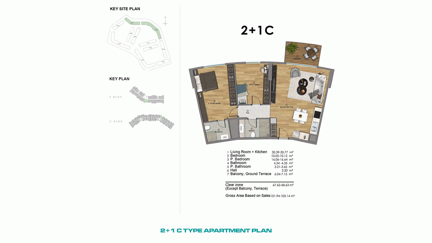 Ferielejligheder i Altıntaş, Antalya – i et stort, moderne kompleks - 97042