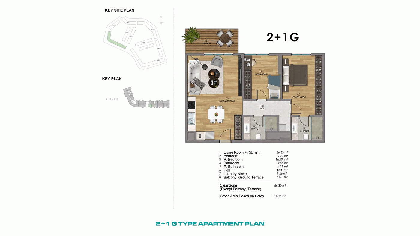 Ferielejligheder i Altıntaş, Antalya – i et stort, moderne kompleks - 97058