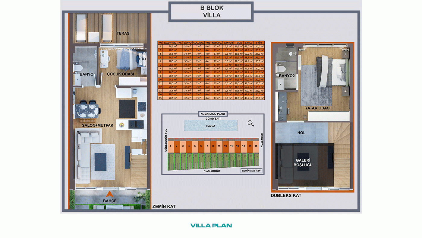 Luxurious 2+1 Duplex Villas with Private Gardens in Kepez, Antalya - 97390