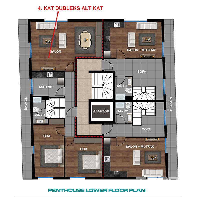 Apartments Near Daily Amenities and Landmarks in Antalya Center - 99228