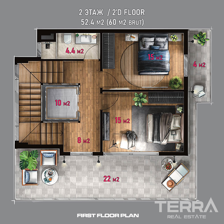 Detached Sea View Villas with Exclusive Design in Bektaş, Alanya - 100556