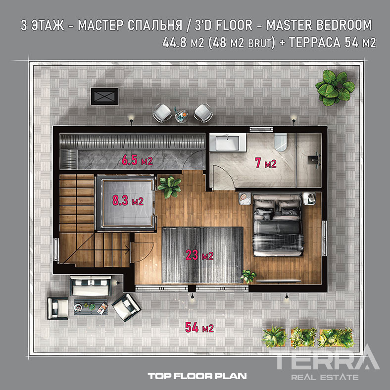 Detached Sea View Villas with Exclusive Design in Bektaş, Alanya - 100559