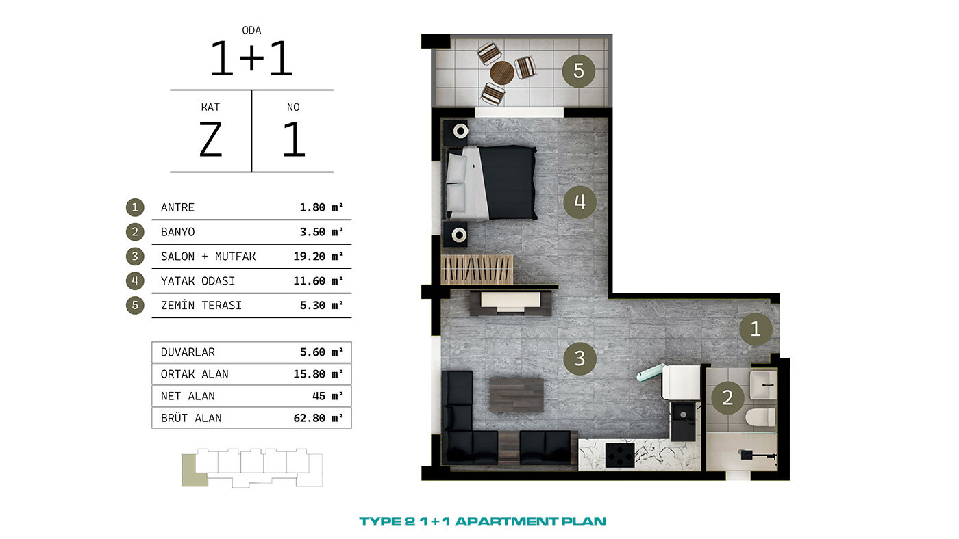 Apartments in a Secure Complex in The Central Area of Gazipaşa, Turkey - 100607