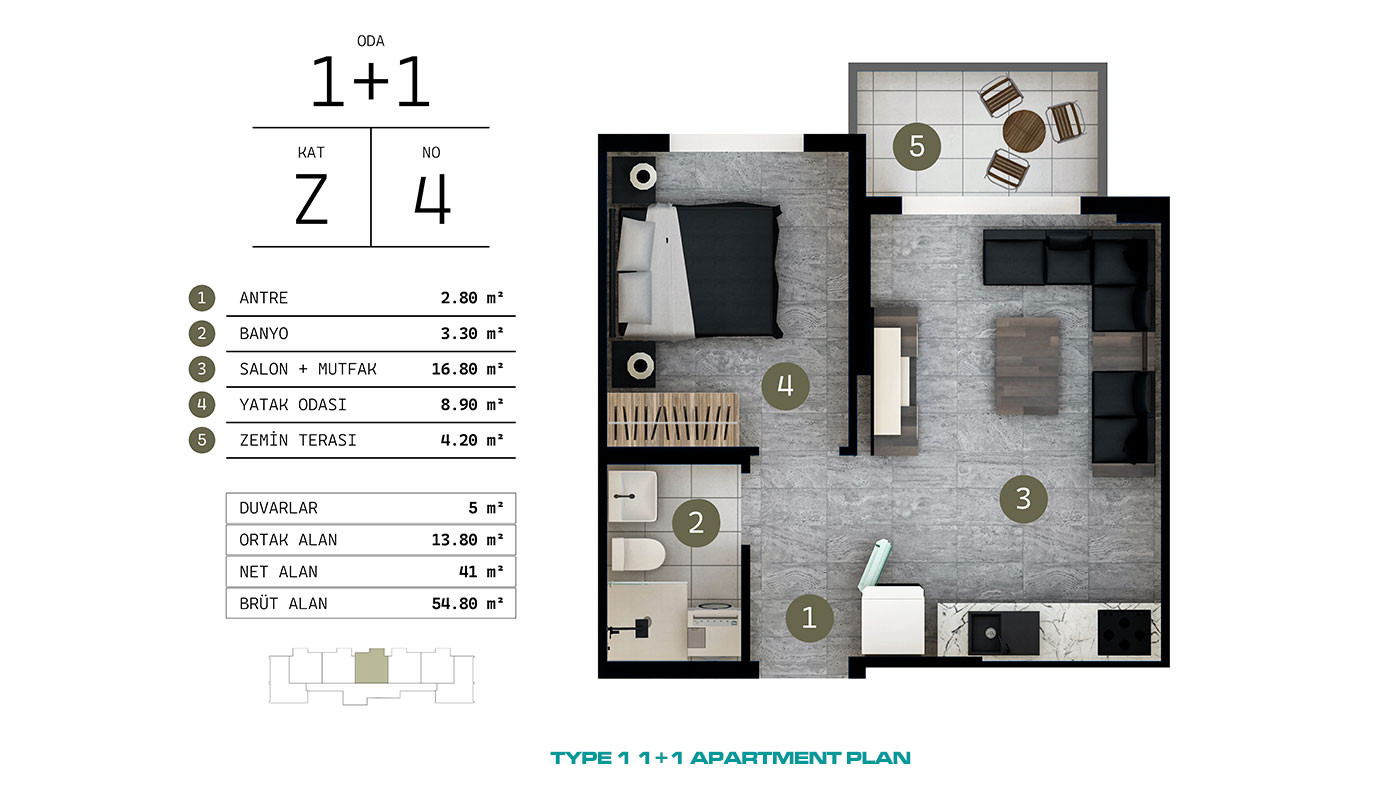 Apartments in a Secure Complex in The Central Area of Gazipaşa, Turkey - 100608