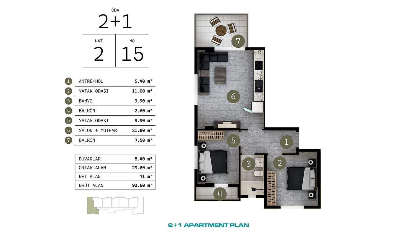 Apartments in a Secure Complex in The Central Area of Gazipaşa, Turkey - 100609