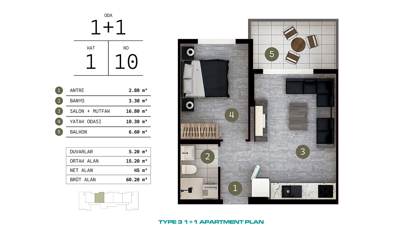 Apartments in a Secure Complex in The Central Area of Gazipaşa, Turkey - 100610