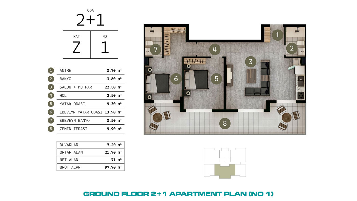 Modernly Designed Serene Apartments in Gazipaşa, Antalya - 100637