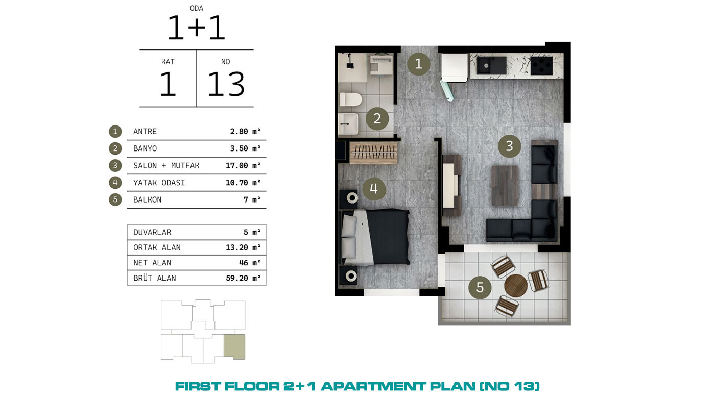 Modernly Designed Serene Apartments in Gazipaşa, Antalya - 100643