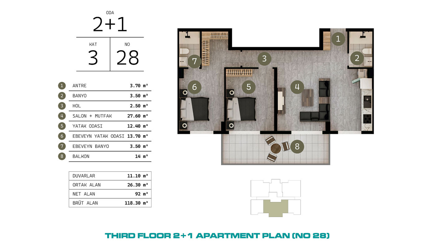 Modernly Designed Serene Apartments in Gazipaşa, Antalya - 100652