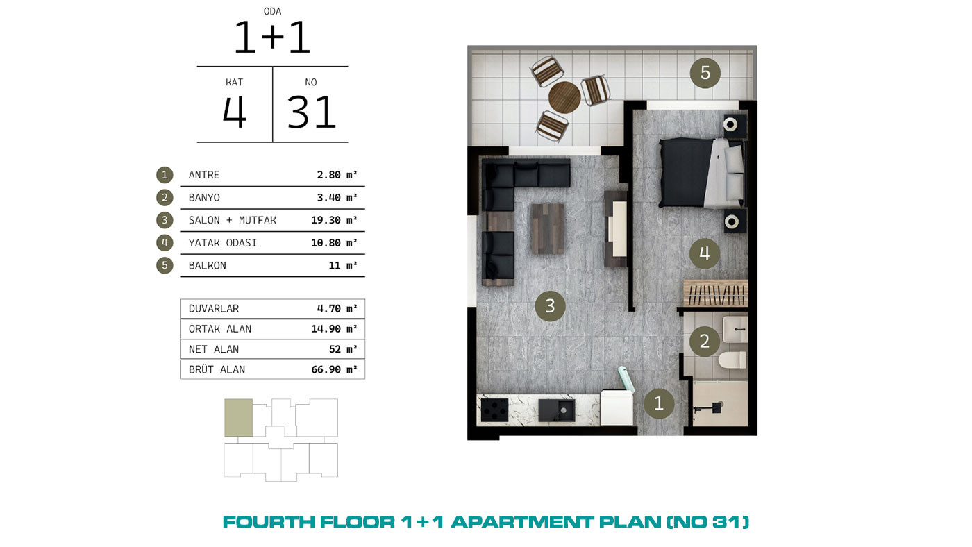 Modernly Designed Serene Apartments in Gazipaşa, Antalya - 100654