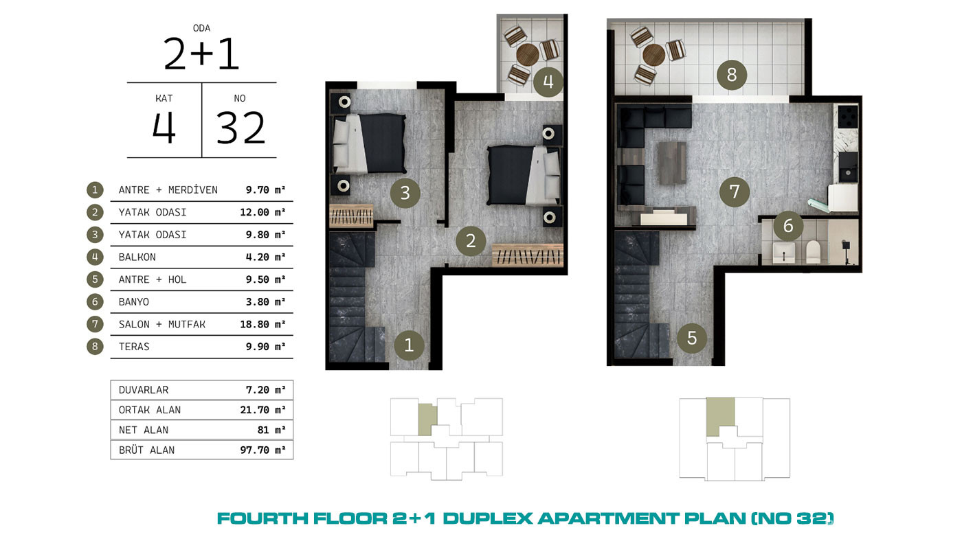 Modernly Designed Serene Apartments in Gazipaşa, Antalya - 100655