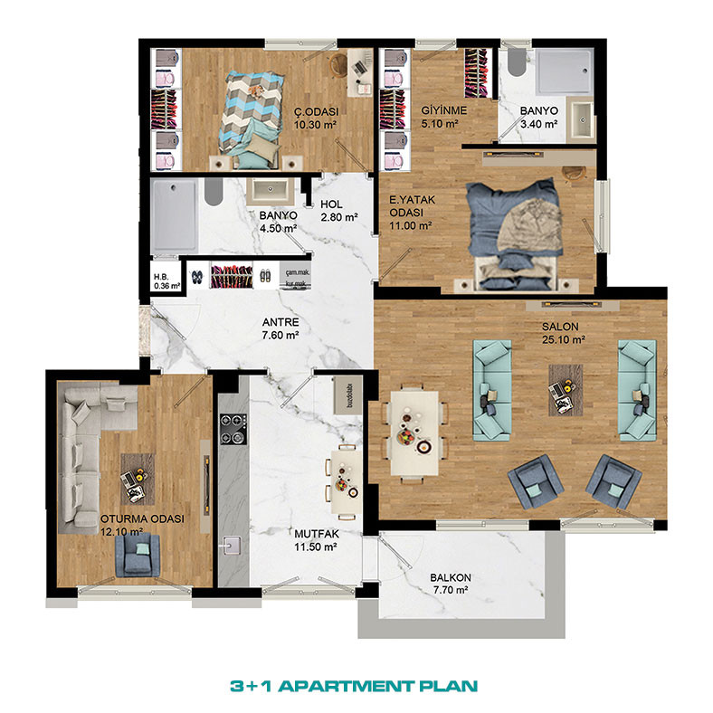 Well-Located Apartments in a Complex with Amenities in Kepez, Antalya - 101054