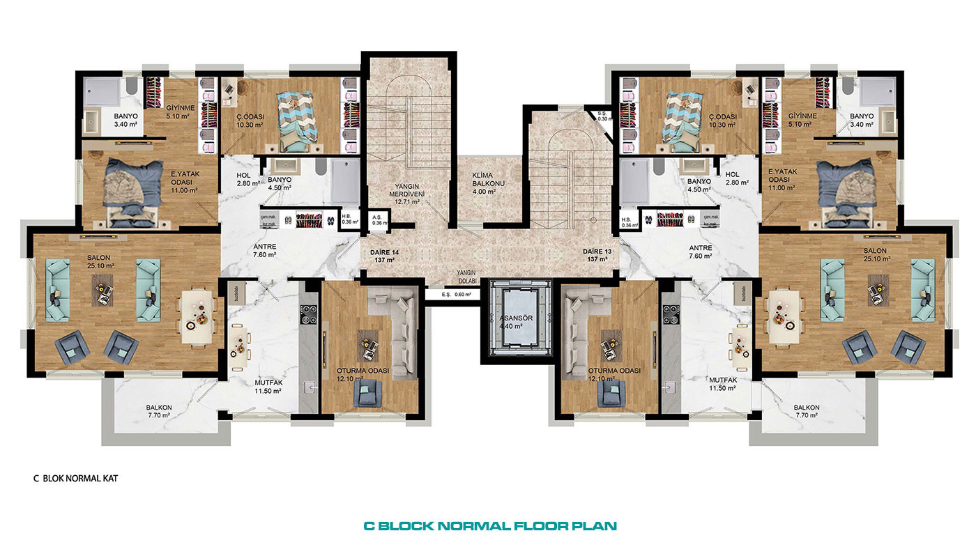 Well-Located Apartments in a Complex with Amenities in Kepez, Antalya - 101057