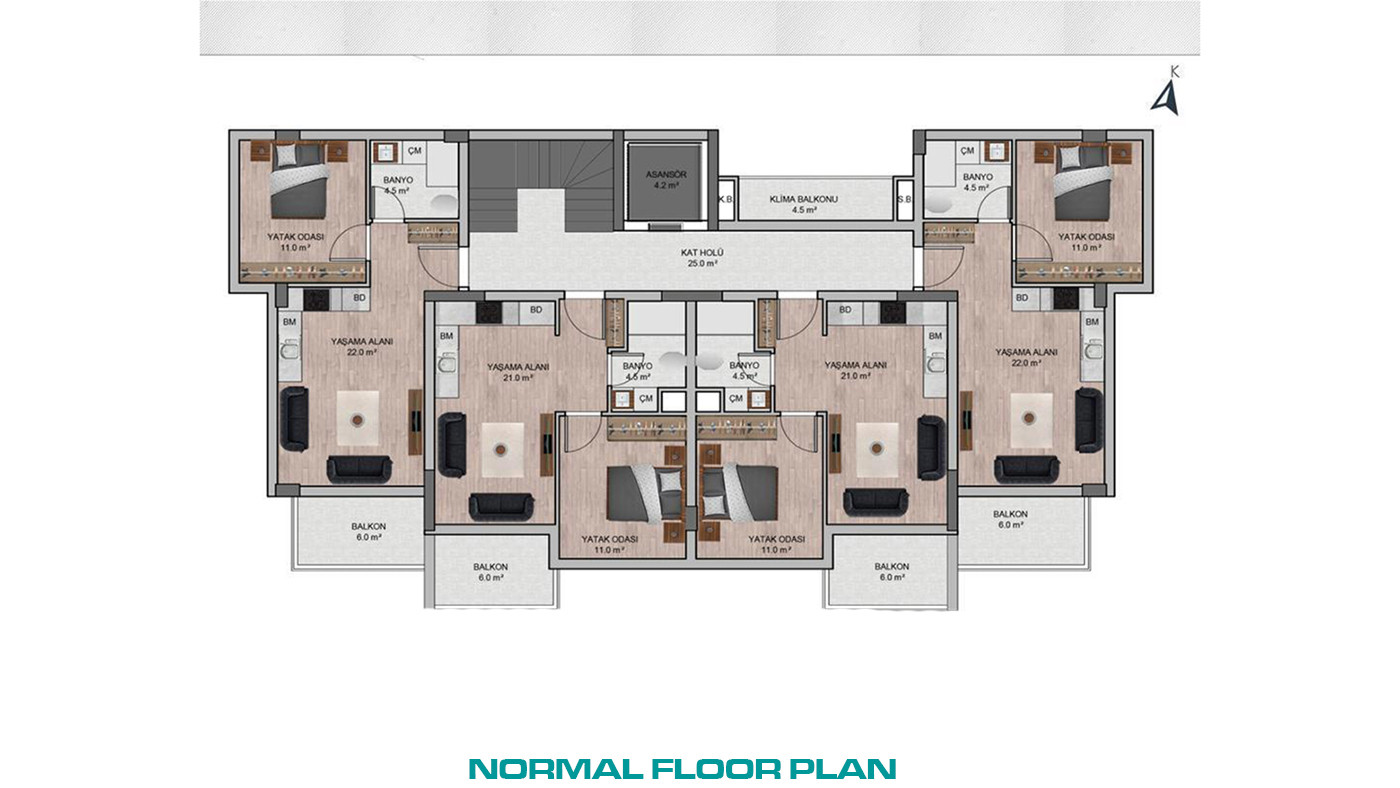 Contemporary Flats within a Secure Complex in Altıntaş, Antalya - 101104