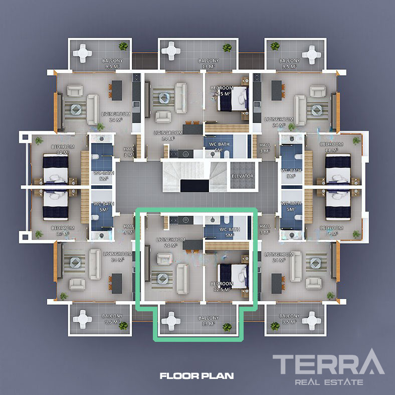 Apartment for Sale in Moda Marine, Kestel, Alanya, Turkey - 104442