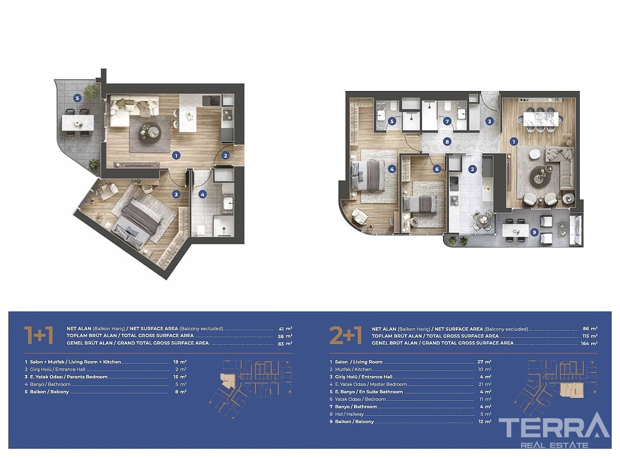Meerblick-Apartments zum Verkauf in İzmir, Konak, Türkei - 107245