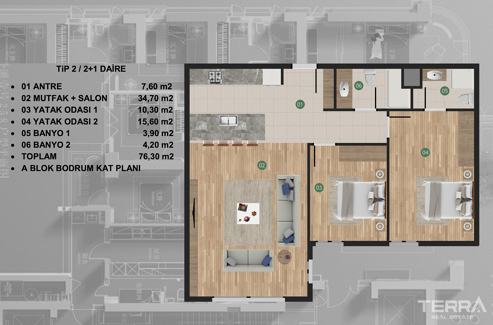 Aydın, Kuşadası'nda Denize 2 km Uzaklıkta Modern Sitede Sıfır Daireler - 107478