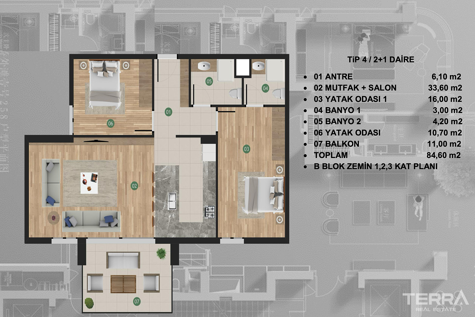 Aydın, Kuşadası'nda Denize 2 km Uzaklıkta Modern Sitede Sıfır Daireler - 107484