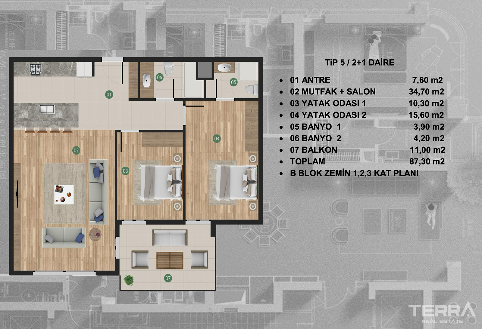 Aydın, Kuşadası'nda Denize 2 km Uzaklıkta Modern Sitede Sıfır Daireler - 107485