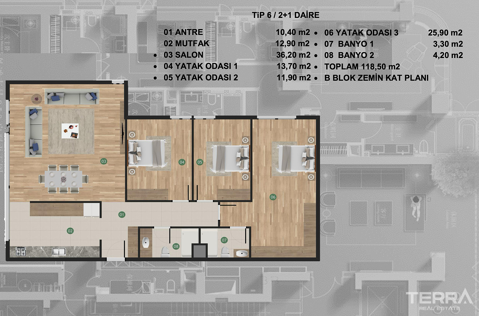 Aydın, Kuşadası'nda Denize 2 km Uzaklıkta Modern Sitede Sıfır Daireler - 107486