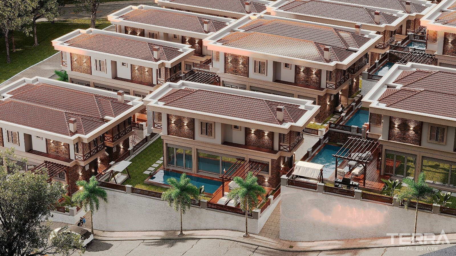 Aydın, Kuşadası'nda Güvenlikli Sitede Deniz Manzaralı Villalar - 110377