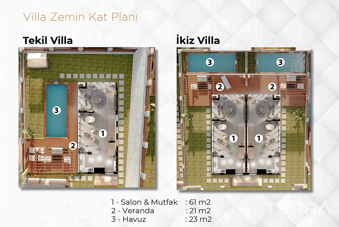 Aydın, Kuşadası'nda Güvenlikli Sitede Deniz Manzaralı Villalar - 110411