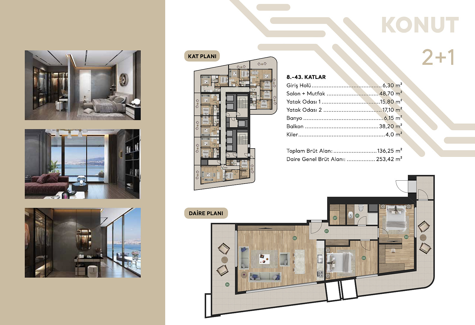 Sea View Apartments for Sale in İzmir, Konak - 111579