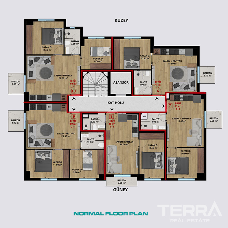 Apartments with Pool for Sale in central Antalya, Turkey - 113268