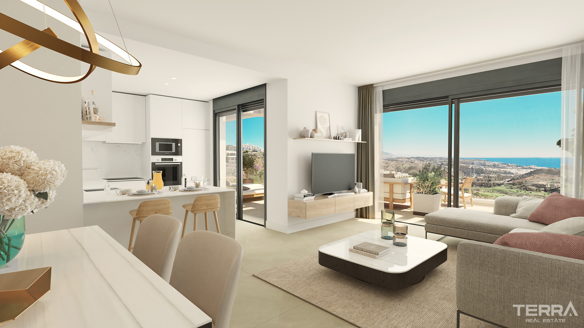 Málaga, La Cala De Mijas'ta Golf Manzaralı Satılık Sıfır Daireler - 114268