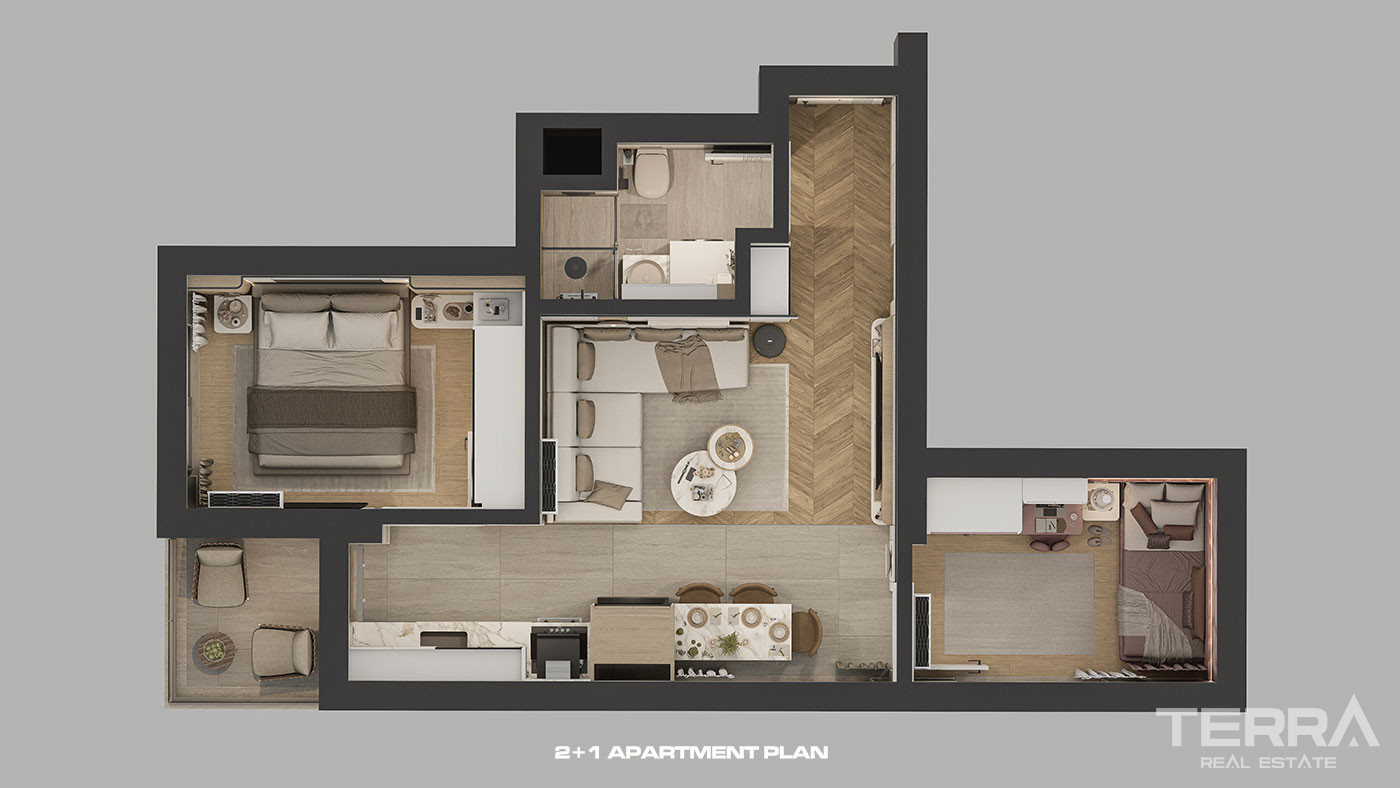 Apartments for Sale in Çağlayan Neighborhood, Lara, Antalya - 114591