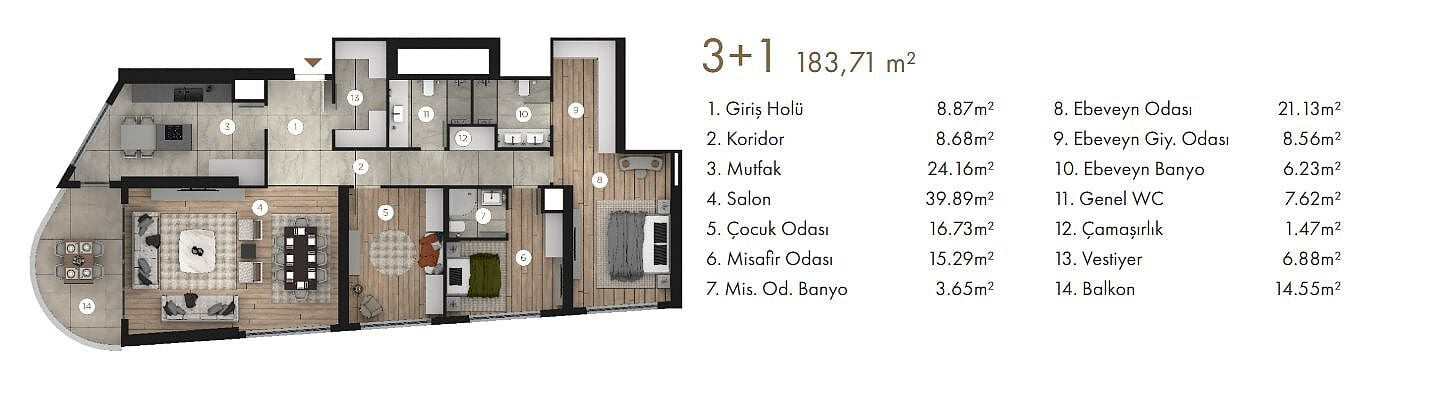 Luxury Apartments for Sale in Çankaya, Ankara, Turkey - 115696