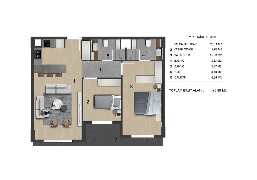 Apartments for Sale in Ankara, Sincan - 116062