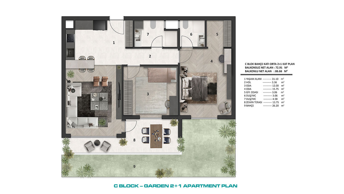 2 Bedroom Apartments for Sale in Altıntaş, Antalya - 118565