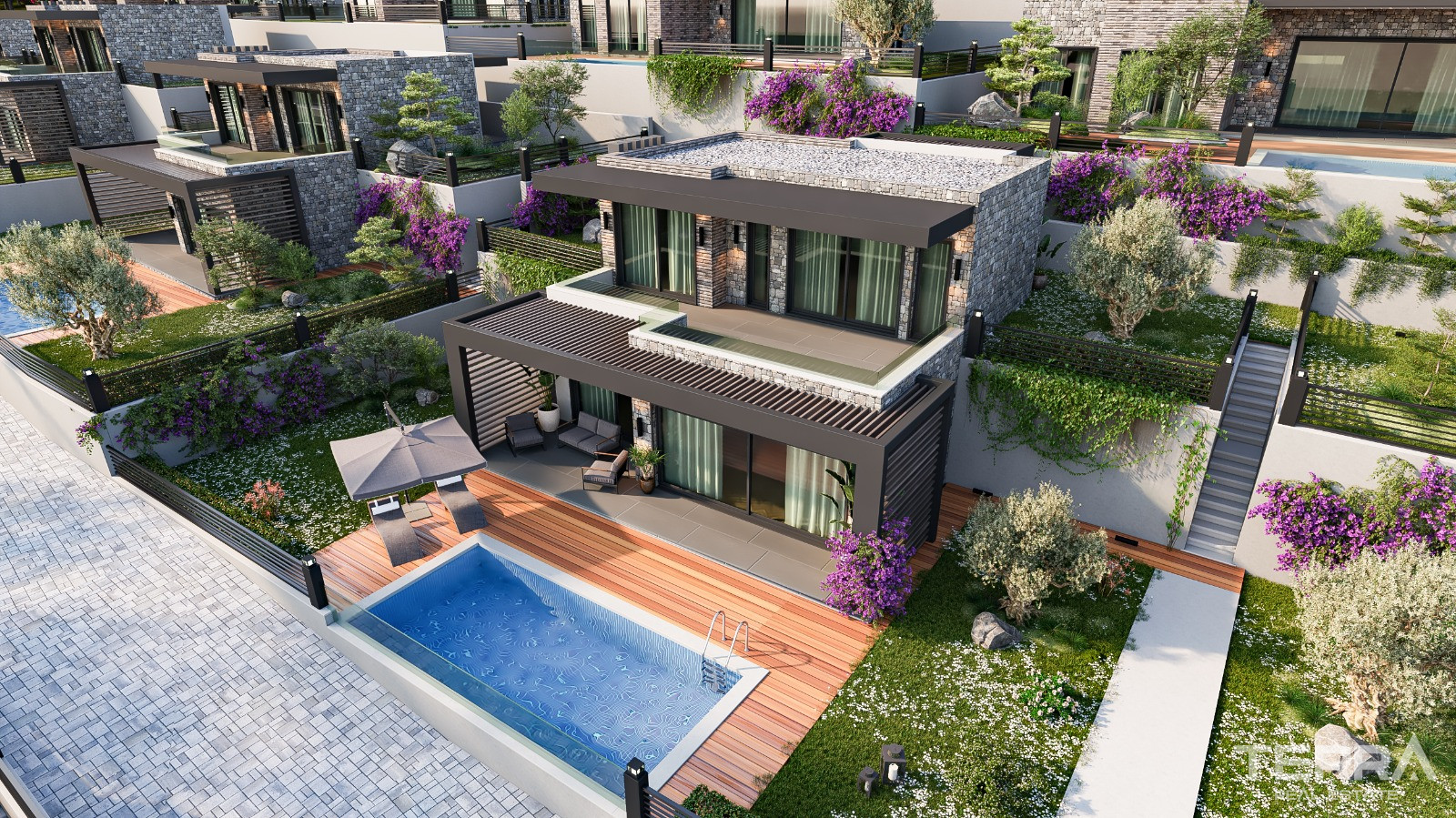 Flotte villaer med havutsikt til salgs i Bodrum, Muğla, Tyrkia - 127738