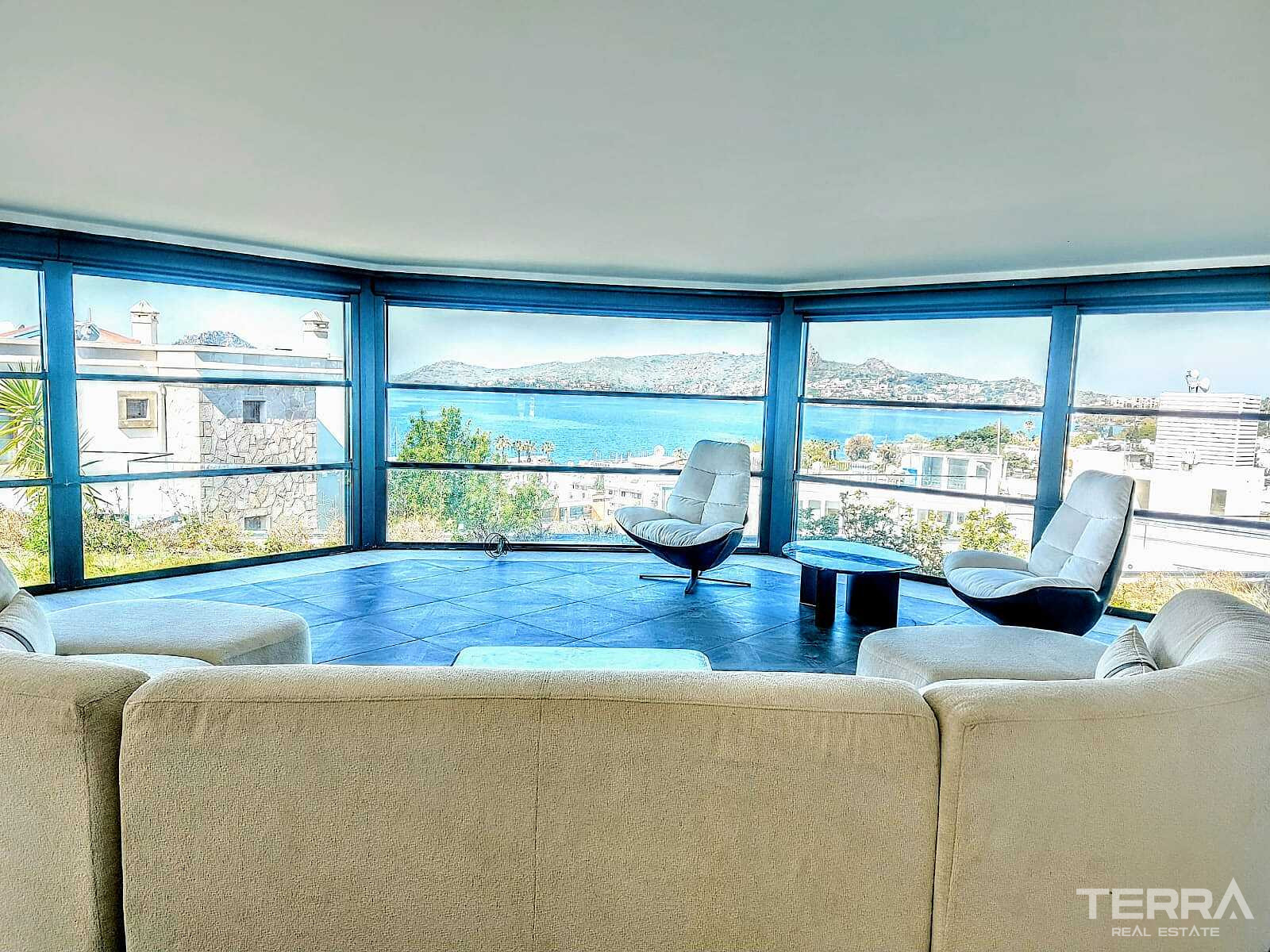 Muğla, Bodrum'da Deniz ve Marina Manzaralı Satılık Müstakil Villa - 128851