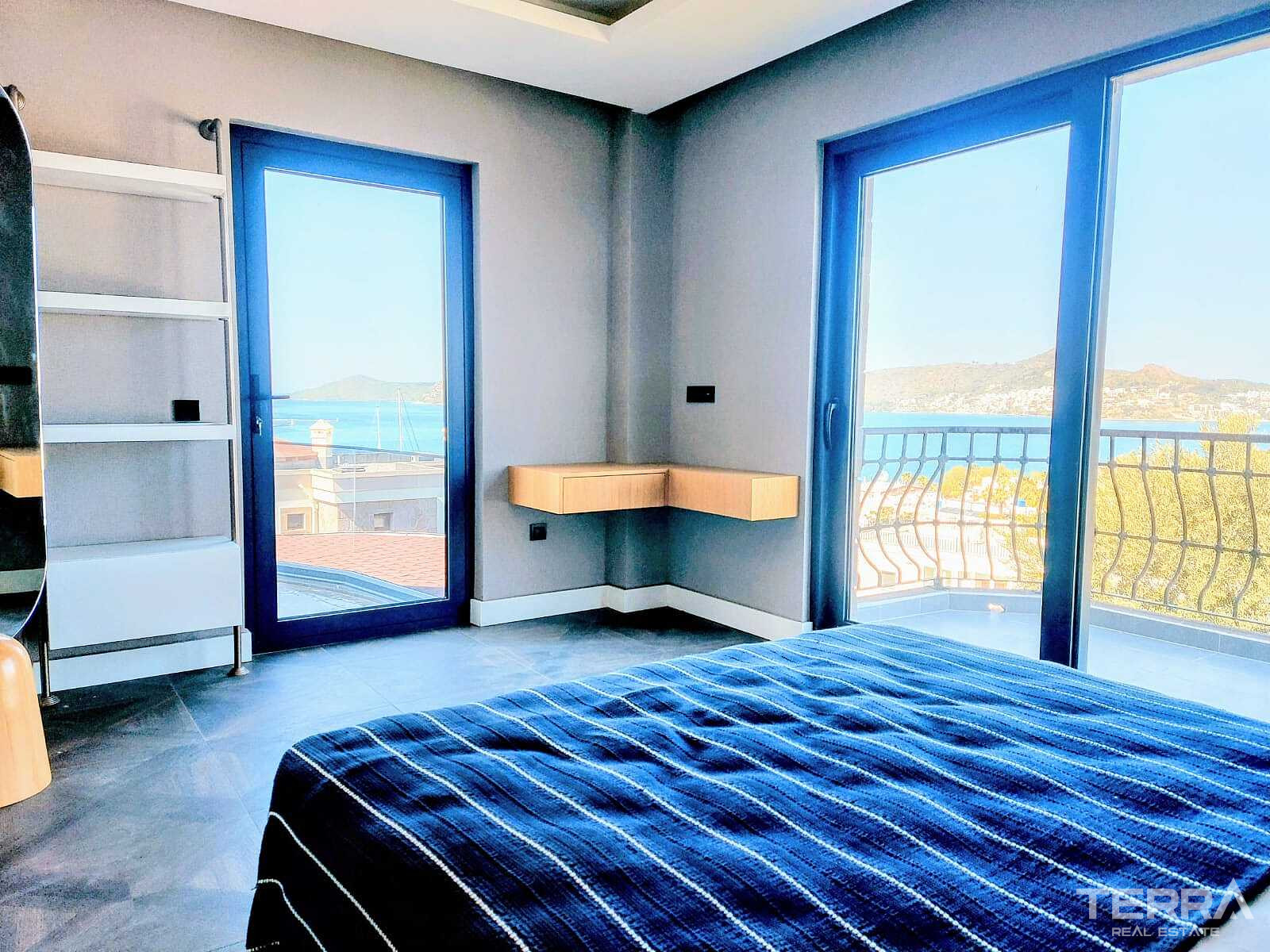 Muğla, Bodrum'da Deniz ve Marina Manzaralı Satılık Müstakil Villa - 128861