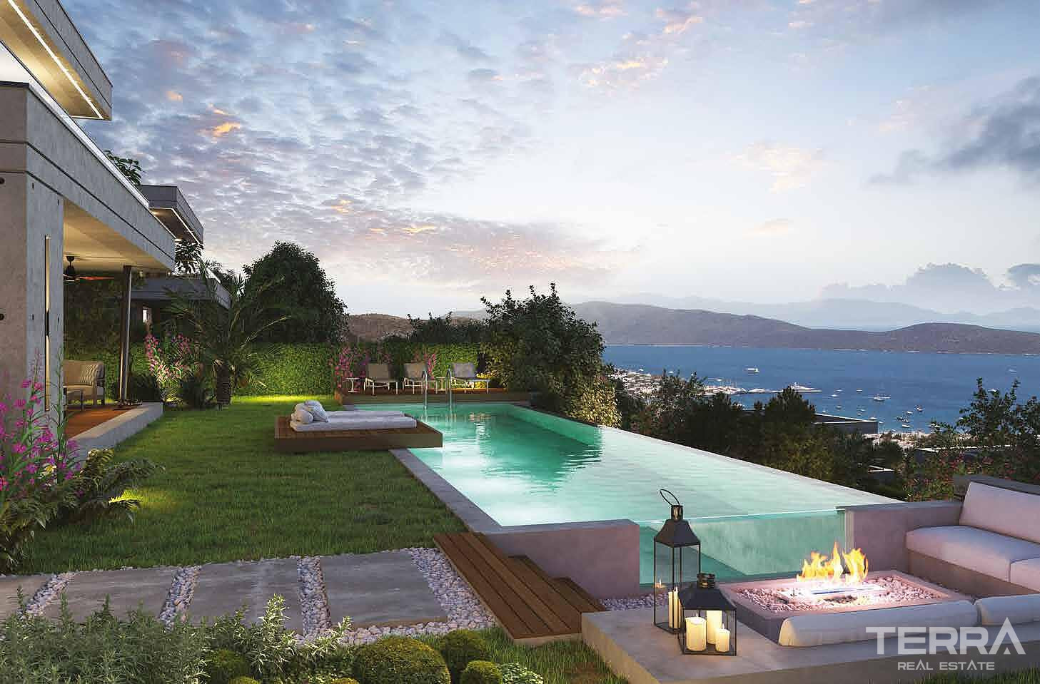 Muğla, Bodrum'da Kale ve Deniz Manzaralı Müstakil Villalar - 128870