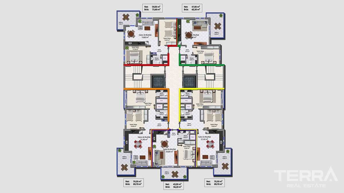 Sea Front New Apartments for Sale in Alanya Mahmutlar - 12047