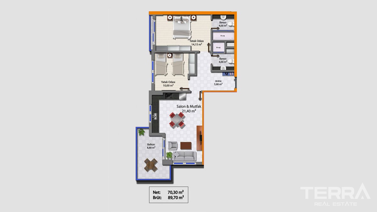 Sea Front New Apartments for Sale in Alanya Mahmutlar - 12049