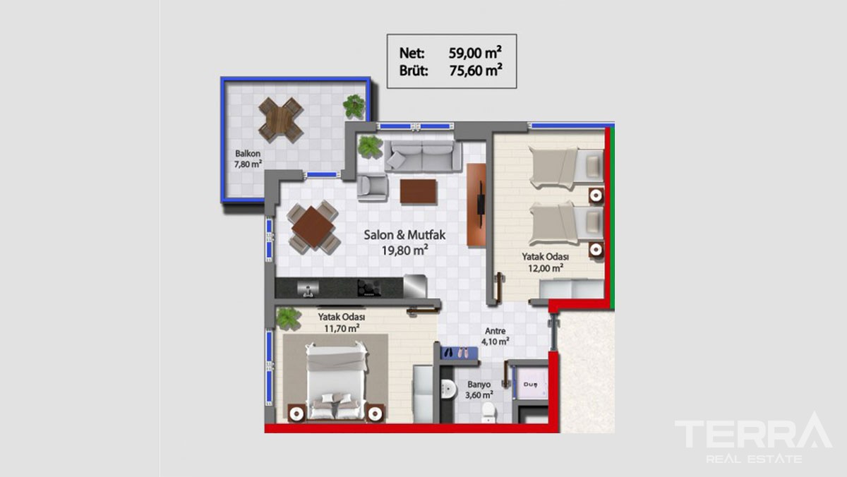 Sea Front New Apartments for Sale in Alanya Mahmutlar - 12055