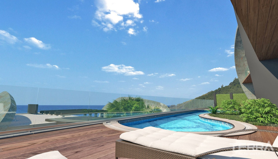 Sea-view Villas for Sale in Alanya Tepe with Swimming Pool