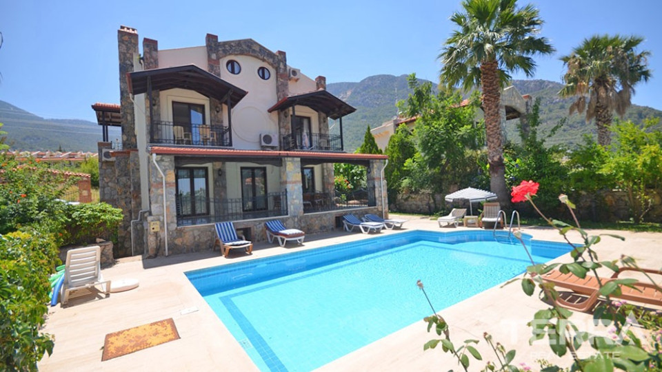 Furnished Stone Villa for Sale in Fethiye Ovacık with Private Pool